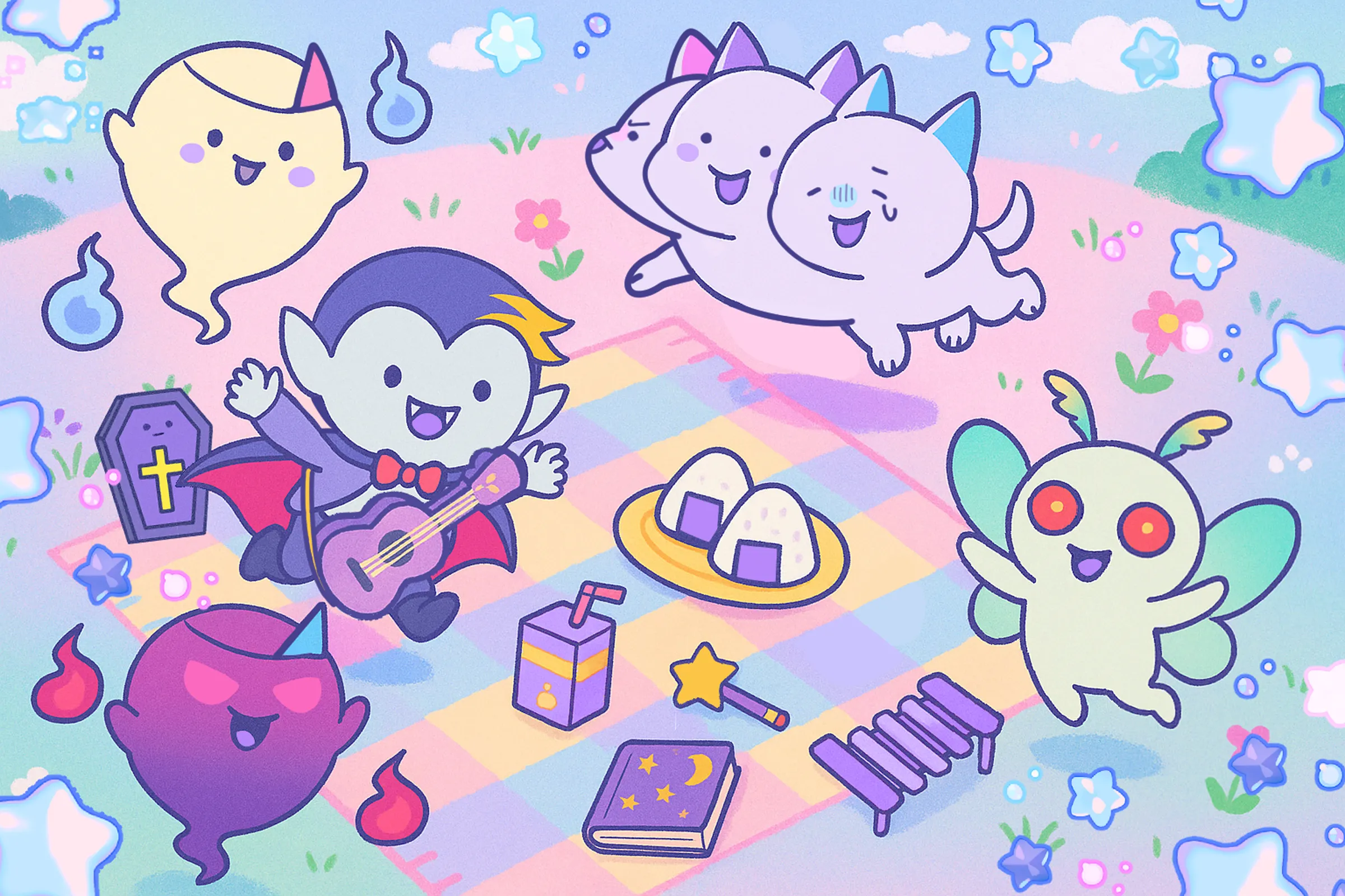 キャラクター全員集合のイラスト