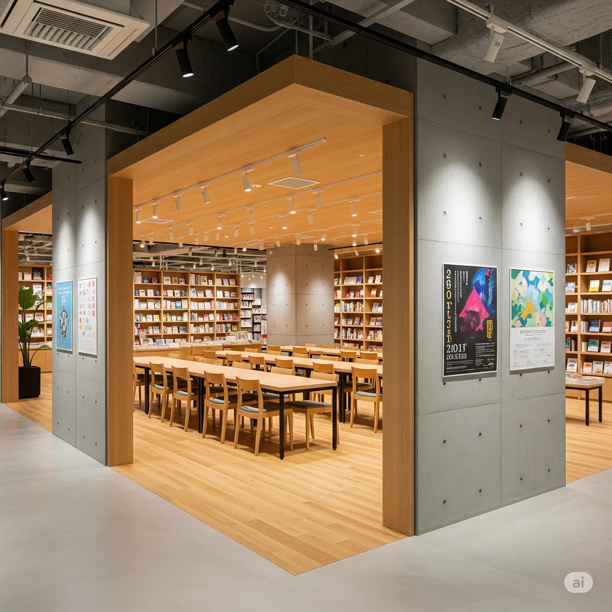 架空の書店内部イベントスペースの写真です