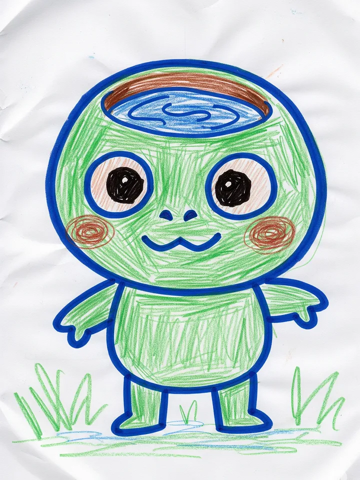 こどもが描いたゆるガッパのイラストです
