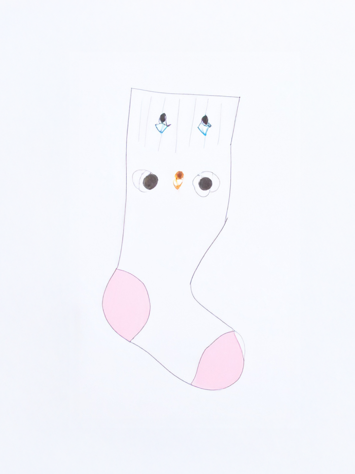 こどもが描いたゆるほされくつしたのイラストです