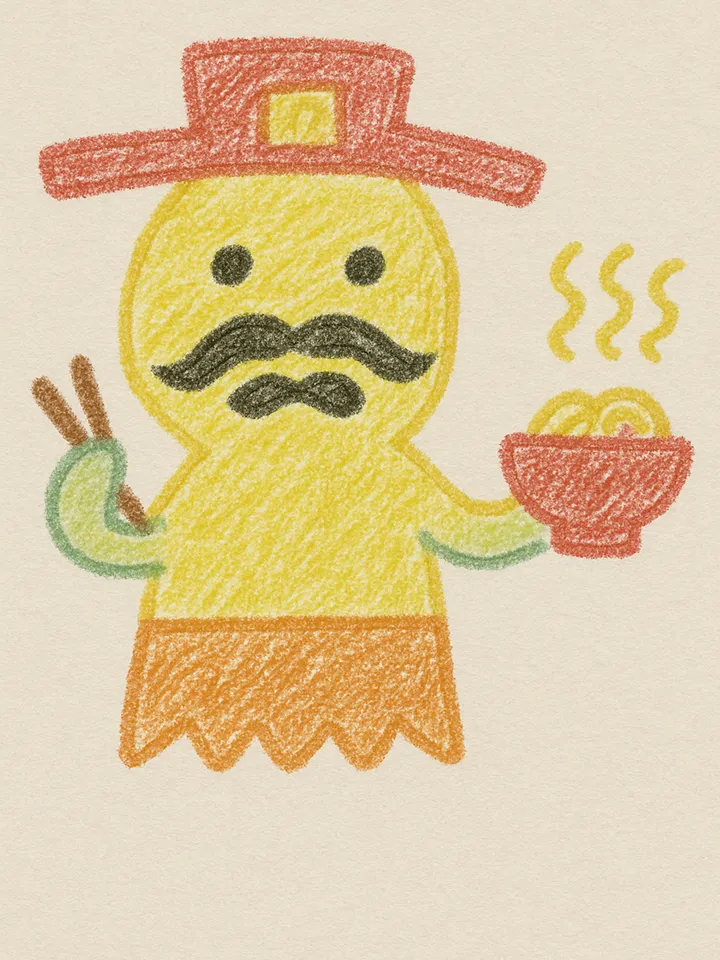 こどもが描いたゆるめんめんのイラストです