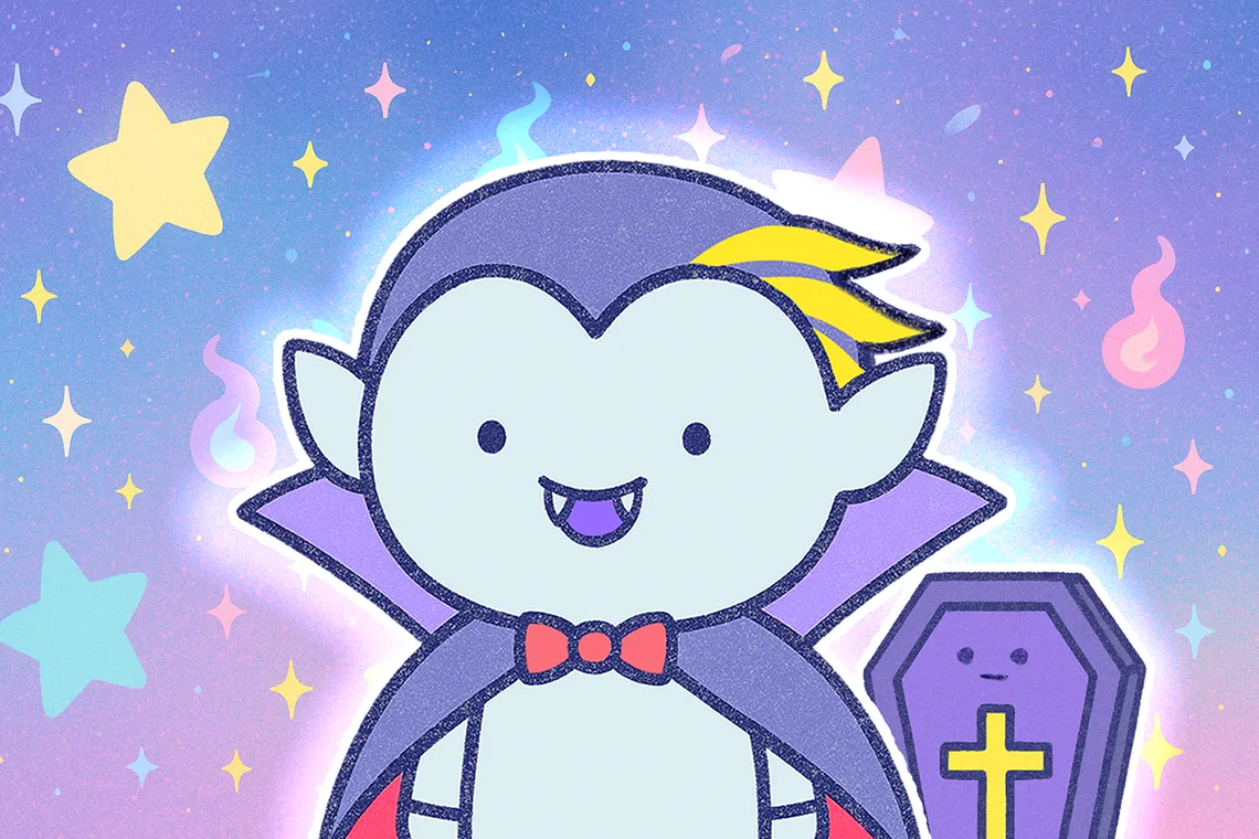 星空を背景にゆるキュラがこちらを見ている壁紙です
