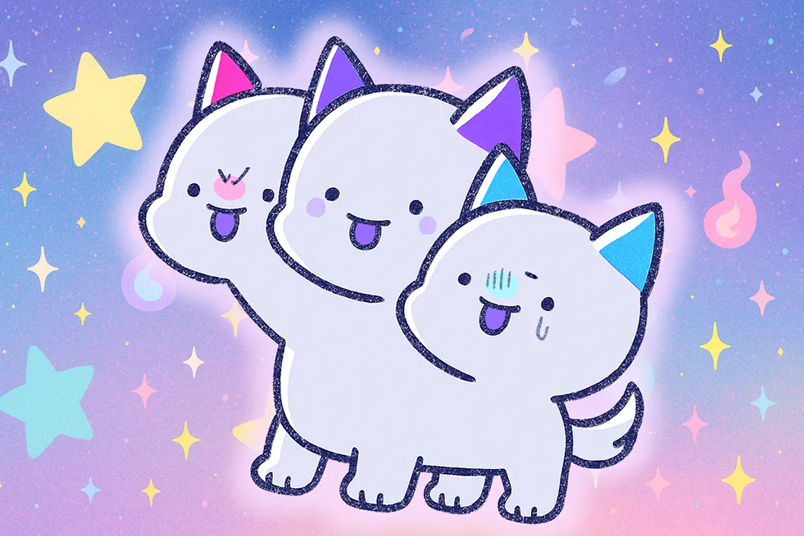 星空を背景にゆるベロスがこちらを見ている壁紙です