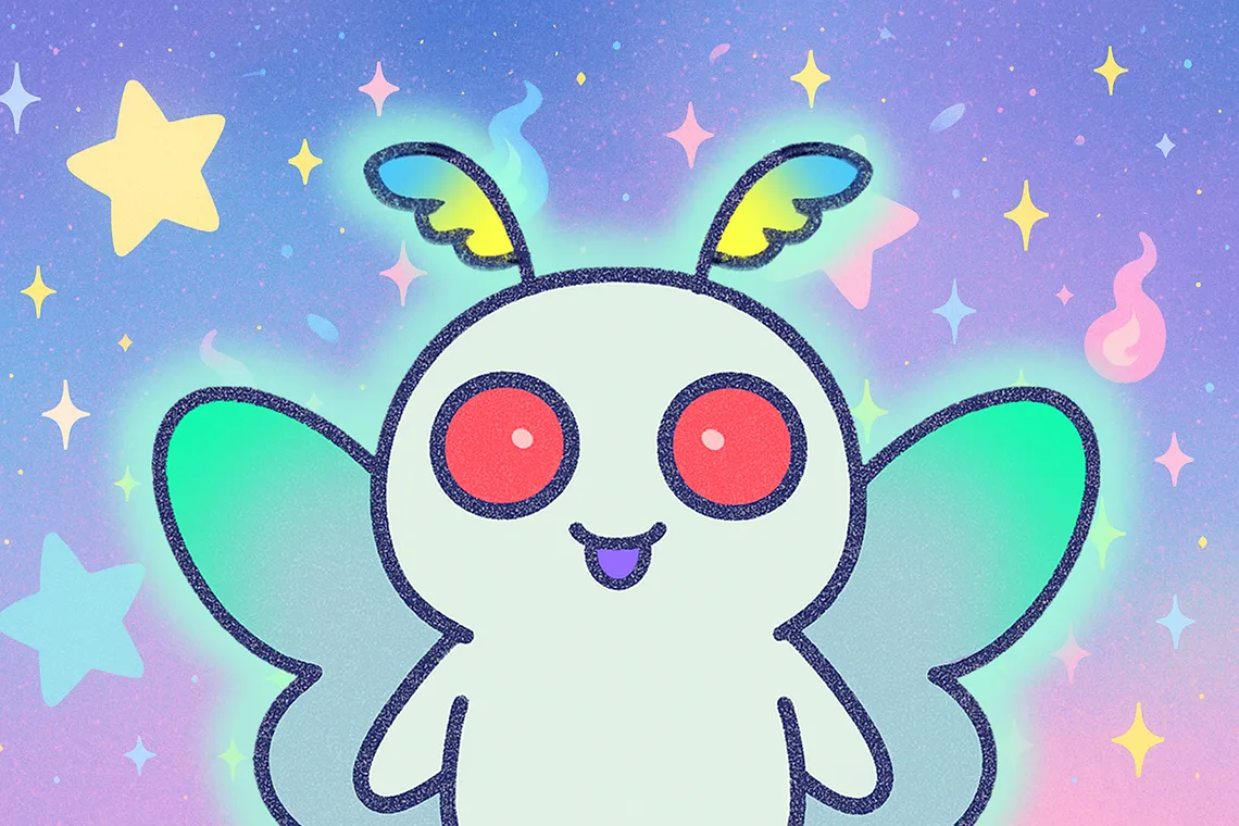 星空を背景にゆるモスがこちらを見ている壁紙です