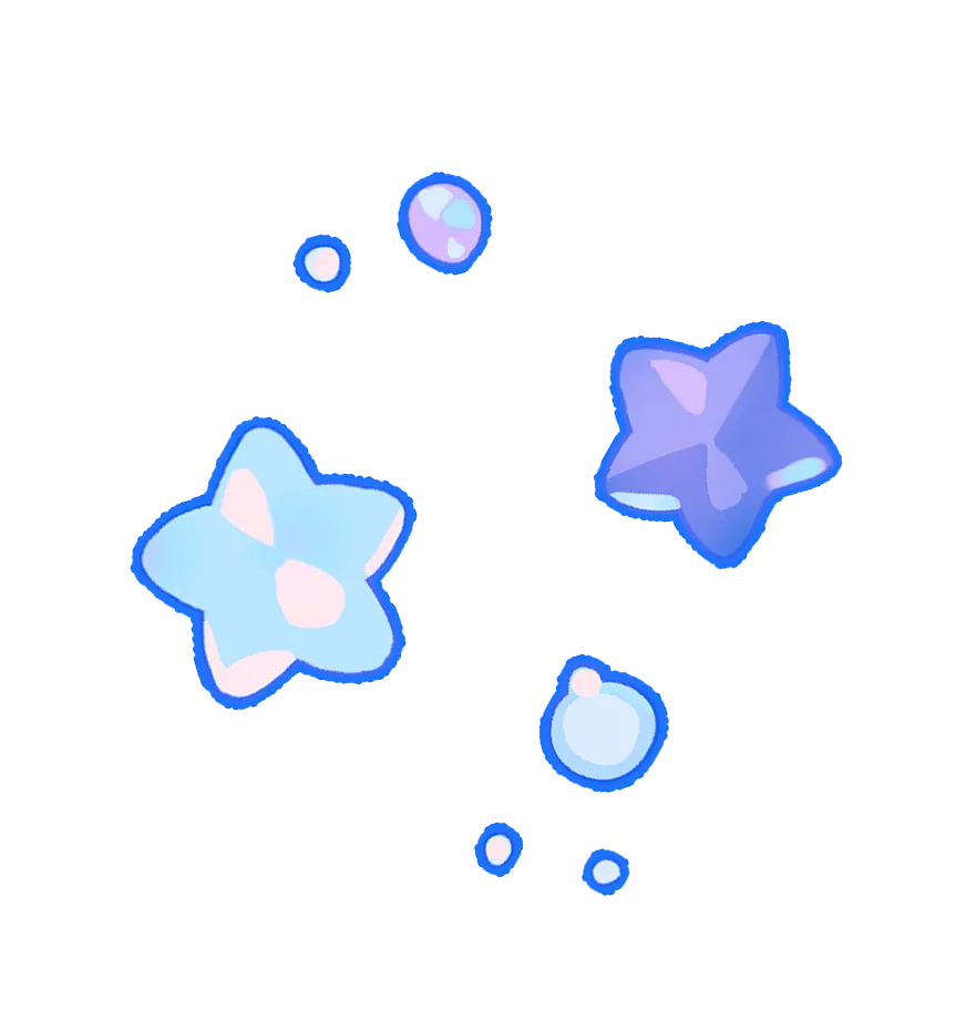 青色の星と丸で構成された装飾です