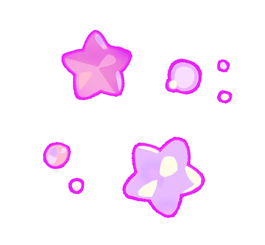 桃色の星と丸で構成された装飾です