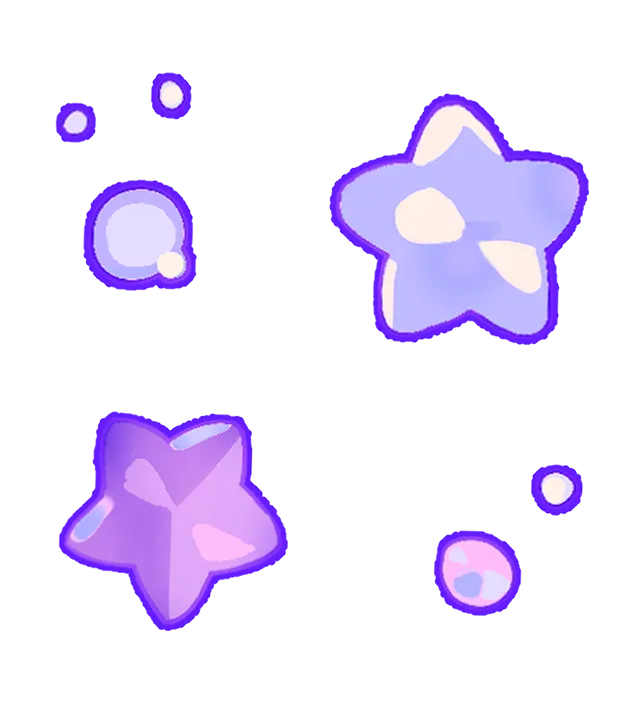 紫色の星と丸で構成された装飾です